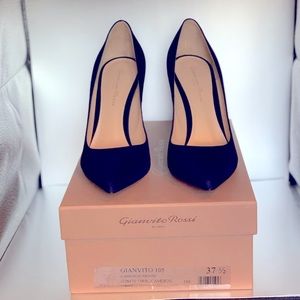 New Gianvito Rossi Heels, Denim Suede Size 37.5